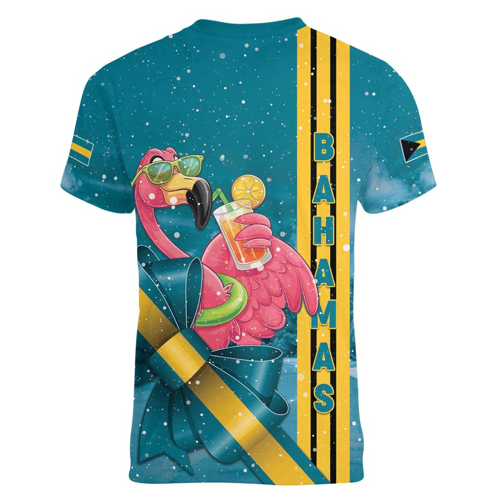 Bahamas Christmas Women V-Neck T-Shirt Merry Mingo Tropical Vibes - Wonder Print Shop