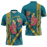 Bahamas Christmas Zipper Polo Shirt Merry Mingo Tropical Vibes - Wonder Print Shop