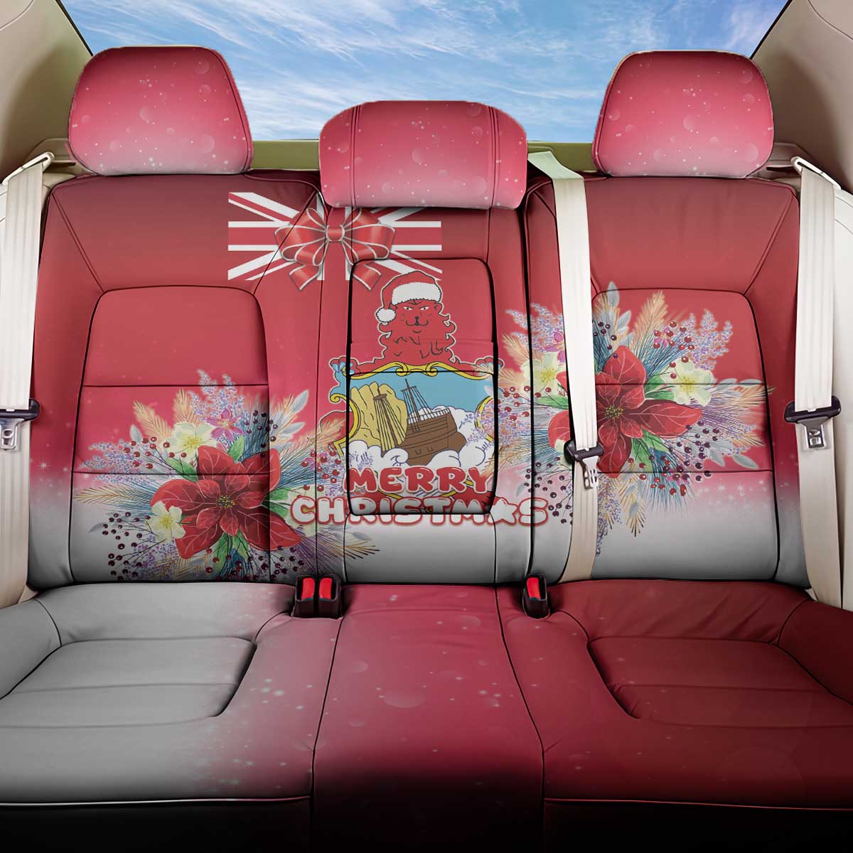 Bermuda Christmas Back Car Seat Cover Coquette Bow Xmas Vibe - Wonder Print Shop