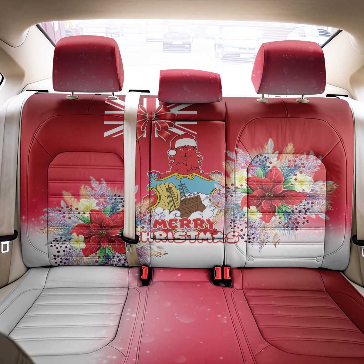 Bermuda Christmas Back Car Seat Cover Coquette Bow Xmas Vibe - Wonder Print Shop