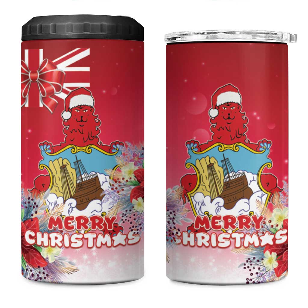 Bermuda Christmas 4 in 1 Can Cooler Tumbler Coquette Bow Xmas Vibe - Wonder Print Shop