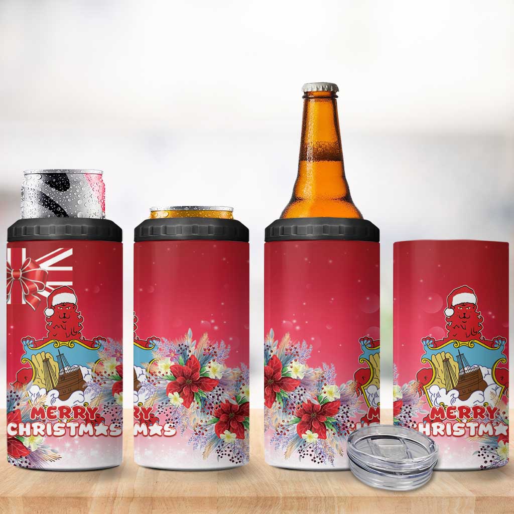 Bermuda Christmas 4 in 1 Can Cooler Tumbler Coquette Bow Xmas Vibe - Wonder Print Shop