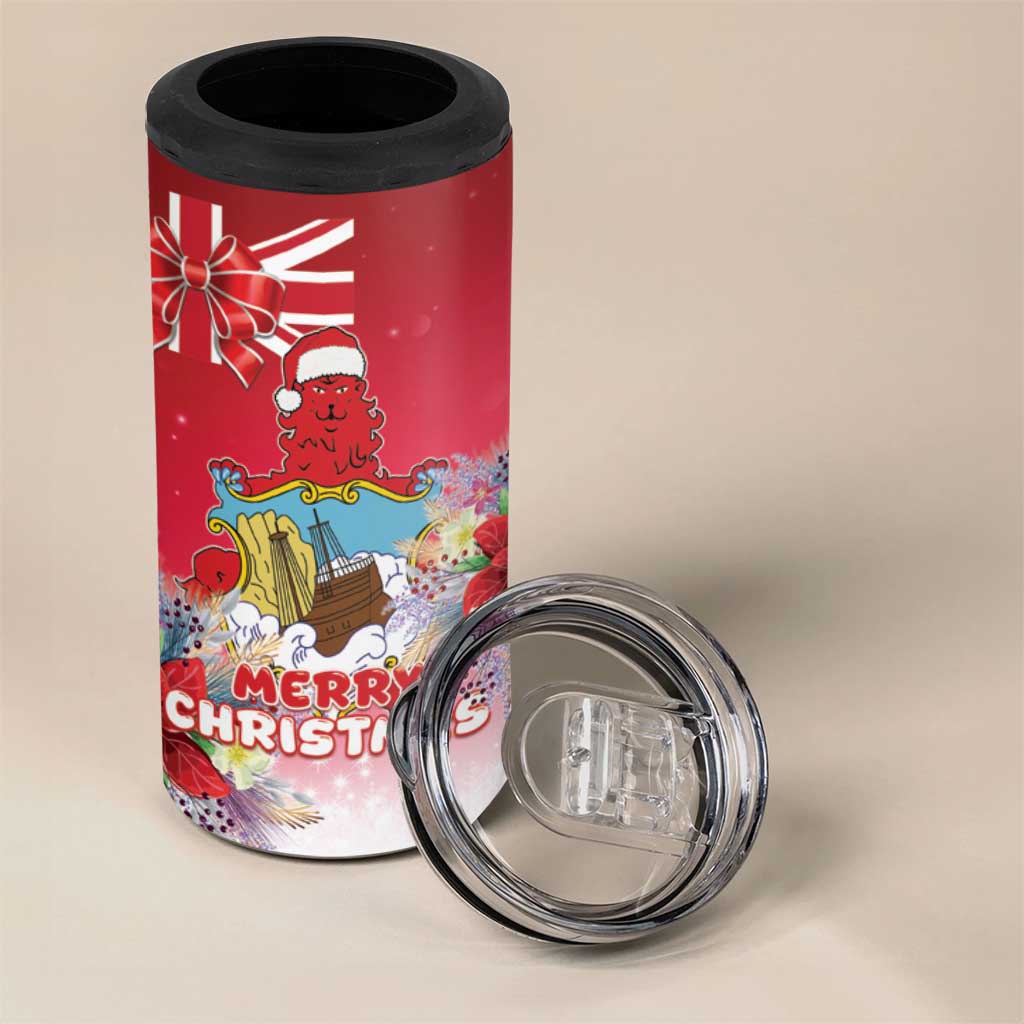 Bermuda Christmas 4 in 1 Can Cooler Tumbler Coquette Bow Xmas Vibe - Wonder Print Shop