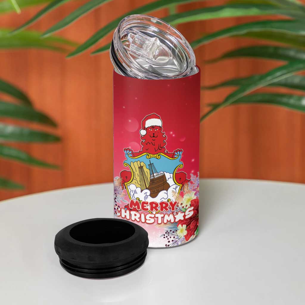 Bermuda Christmas 4 in 1 Can Cooler Tumbler Coquette Bow Xmas Vibe - Wonder Print Shop