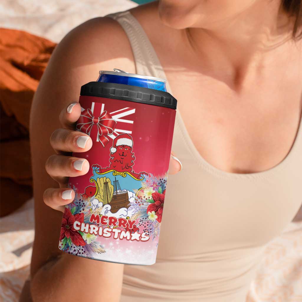 Bermuda Christmas 4 in 1 Can Cooler Tumbler Coquette Bow Xmas Vibe - Wonder Print Shop