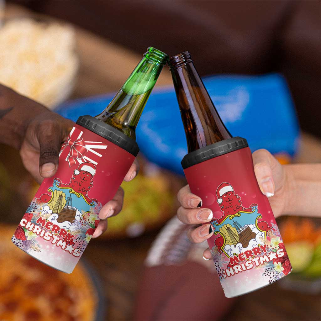 Bermuda Christmas 4 in 1 Can Cooler Tumbler Coquette Bow Xmas Vibe - Wonder Print Shop