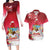 Bermuda Christmas Couples Matching Long Sleeve Bodycon Dress and Hawaiian Shirt Coquette Bow Xmas Vibe - Wonder Print Shop