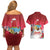 Bermuda Christmas Couples Matching Off Shoulder Short Dress and Hawaiian Shirt Coquette Bow Xmas Vibe - Wonder Print Shop