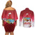 Bermuda Christmas Couples Matching Off Shoulder Short Dress and Long Sleeve Button Shirt Coquette Bow Xmas Vibe - Wonder Print Shop