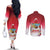 Bermuda Christmas Couples Matching Off The Shoulder Long Sleeve Dress and Long Sleeve Button Shirt Coquette Bow Xmas Vibe - Wonder Print Shop