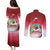 Bermuda Christmas Couples Matching Puletasi and Long Sleeve Button Shirt Coquette Bow Xmas Vibe - Wonder Print Shop