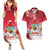 Bermuda Christmas Couples Matching Summer Maxi Dress and Hawaiian Shirt Coquette Bow Xmas Vibe - Wonder Print Shop