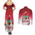 Bermuda Christmas Couples Matching Summer Maxi Dress and Long Sleeve Button Shirt Coquette Bow Xmas Vibe - Wonder Print Shop