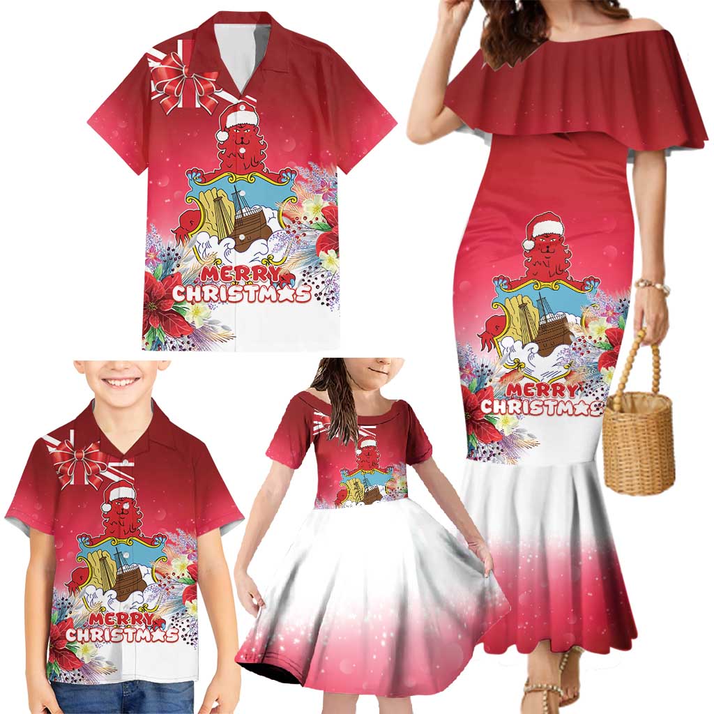 Bermuda Christmas Family Matching Mermaid Dress and Hawaiian Shirt Coquette Bow Xmas Vibe - Wonder Print Shop