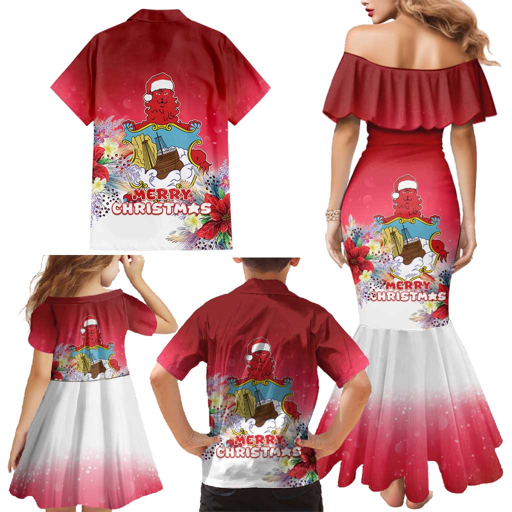 Bermuda Christmas Family Matching Mermaid Dress and Hawaiian Shirt Coquette Bow Xmas Vibe - Wonder Print Shop