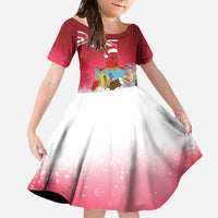 Bermuda Christmas Family Matching Off The Shoulder Long Sleeve Dress and Hawaiian Shirt Coquette Bow Xmas Vibe - Wonder Print Shop