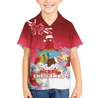 Bermuda Christmas Family Matching Off The Shoulder Long Sleeve Dress and Hawaiian Shirt Coquette Bow Xmas Vibe - Wonder Print Shop