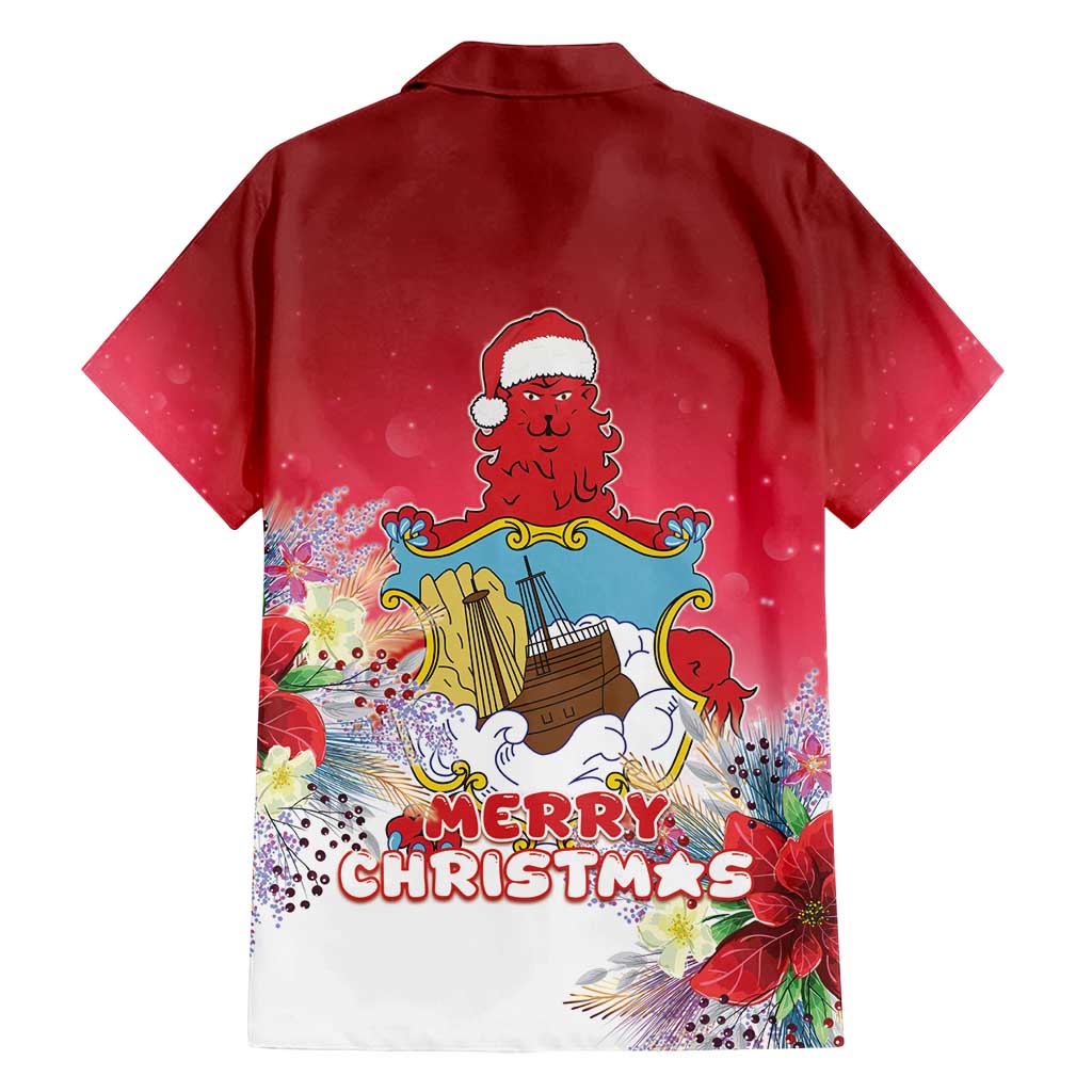 Bermuda Christmas Family Matching Off Shoulder Maxi Dress and Hawaiian Shirt Coquette Bow Xmas Vibe - Wonder Print Shop