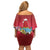 Bermuda Christmas Family Matching Off Shoulder Short Dress and Hawaiian Shirt Coquette Bow Xmas Vibe - Wonder Print Shop