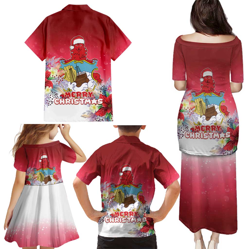 Bermuda Christmas Family Matching Puletasi and Hawaiian Shirt Coquette Bow Xmas Vibe - Wonder Print Shop