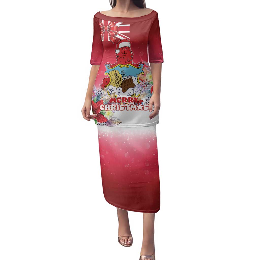 Bermuda Christmas Family Matching Puletasi and Hawaiian Shirt Coquette Bow Xmas Vibe - Wonder Print Shop