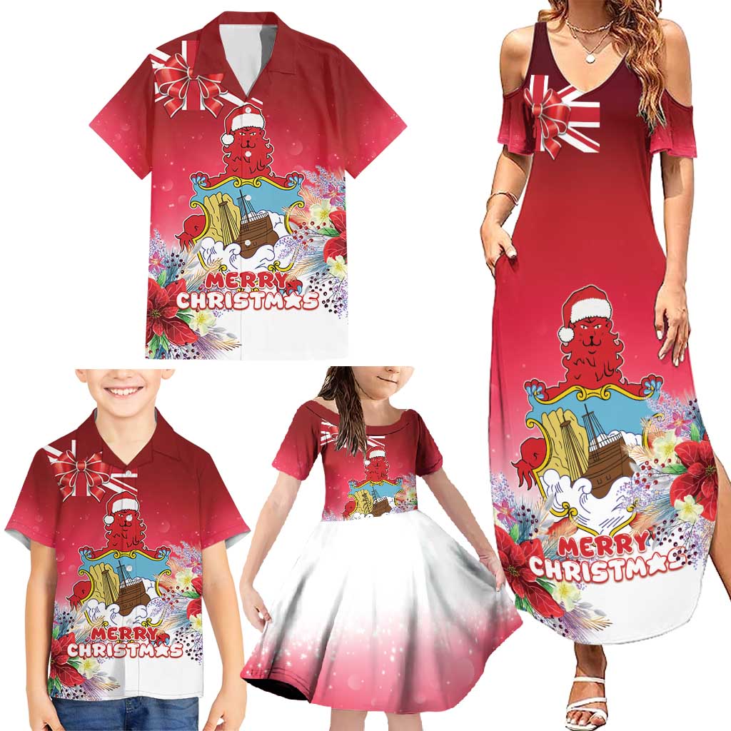 Bermuda Christmas Family Matching Summer Maxi Dress and Hawaiian Shirt Coquette Bow Xmas Vibe - Wonder Print Shop