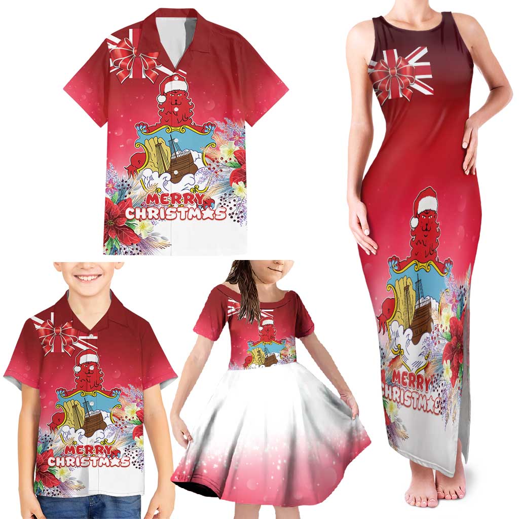 Bermuda Christmas Family Matching Tank Maxi Dress and Hawaiian Shirt Coquette Bow Xmas Vibe - Wonder Print Shop