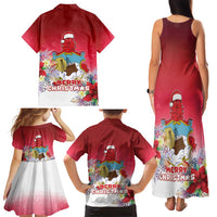 Bermuda Christmas Family Matching Tank Maxi Dress and Hawaiian Shirt Coquette Bow Xmas Vibe - Wonder Print Shop