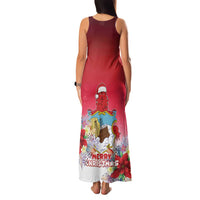 Bermuda Christmas Family Matching Tank Maxi Dress and Hawaiian Shirt Coquette Bow Xmas Vibe - Wonder Print Shop