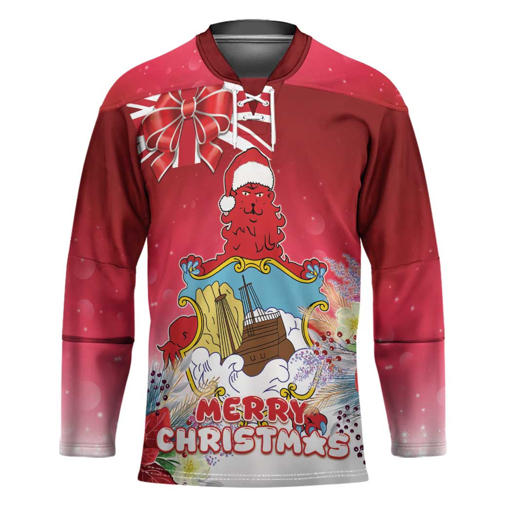 Bermuda Christmas Hockey Jersey Coquette Bow Xmas Vibe - Wonder Print Shop