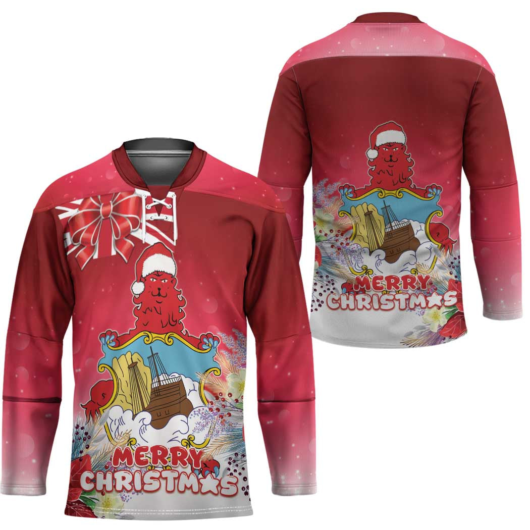 Bermuda Christmas Hockey Jersey Coquette Bow Xmas Vibe - Wonder Print Shop