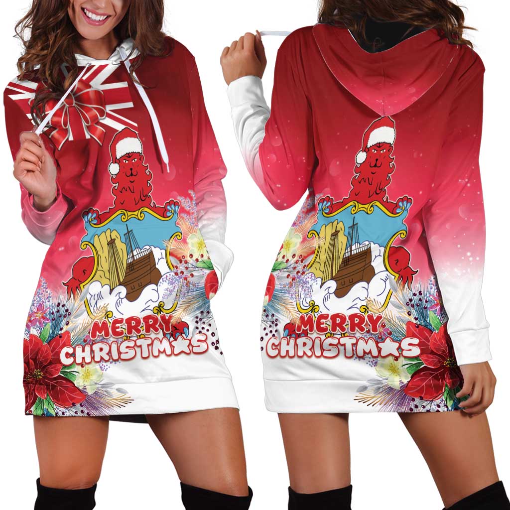 Bermuda Christmas Hoodie Dress Coquette Bow Xmas Vibe - Wonder Print Shop
