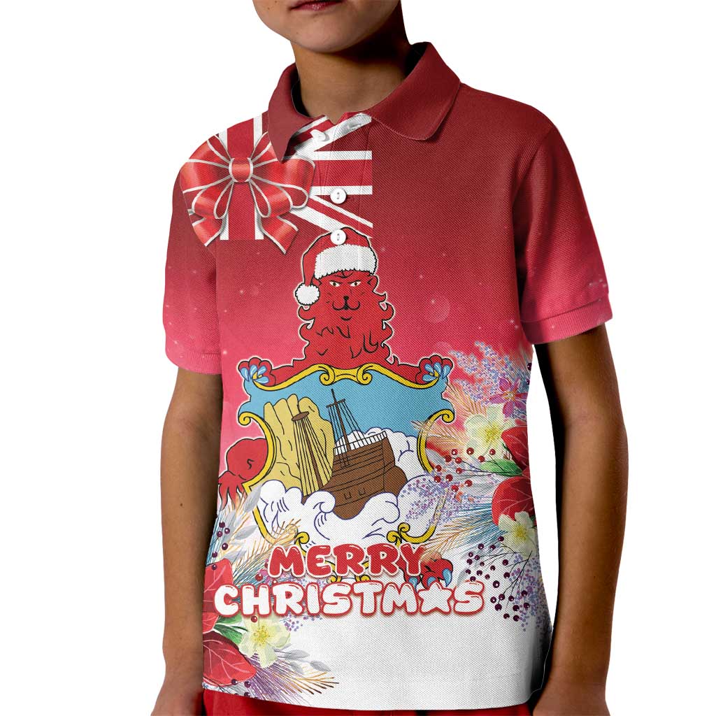 Bermuda Christmas Kid Polo Shirt Coquette Bow Xmas Vibe - Wonder Print Shop