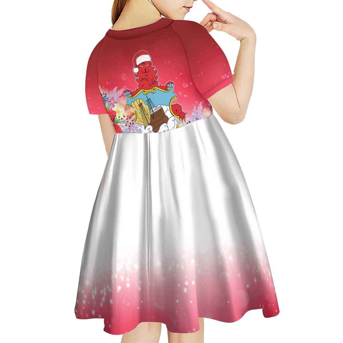 Bermuda Christmas Kid Short Sleeve Dress Coquette Bow Xmas Vibe - Wonder Print Shop