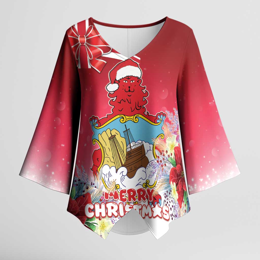 Bermuda Christmas Kimono Sleeve Blouse Coquette Bow Xmas Vibe - Wonder Print Shop