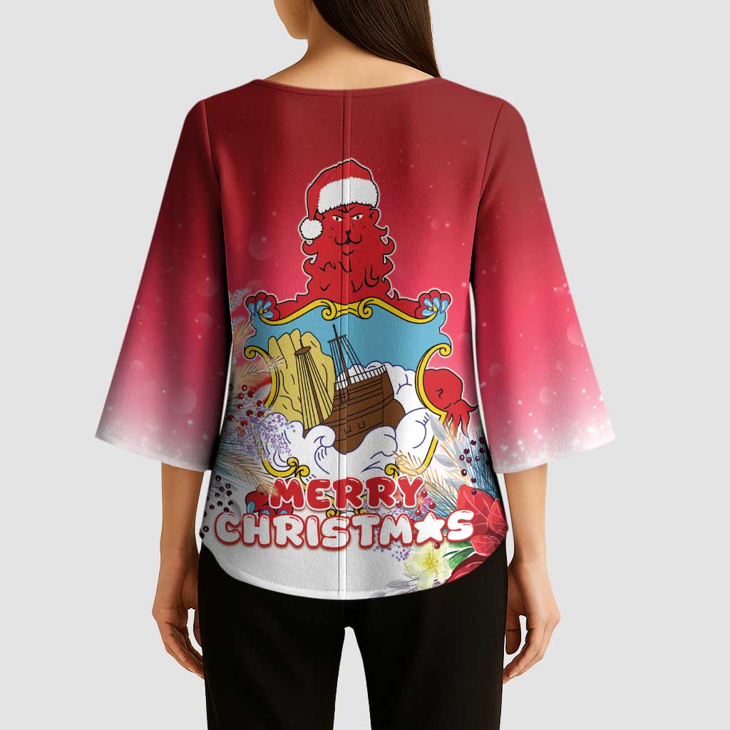 Bermuda Christmas Kimono Sleeve Blouse Coquette Bow Xmas Vibe - Wonder Print Shop
