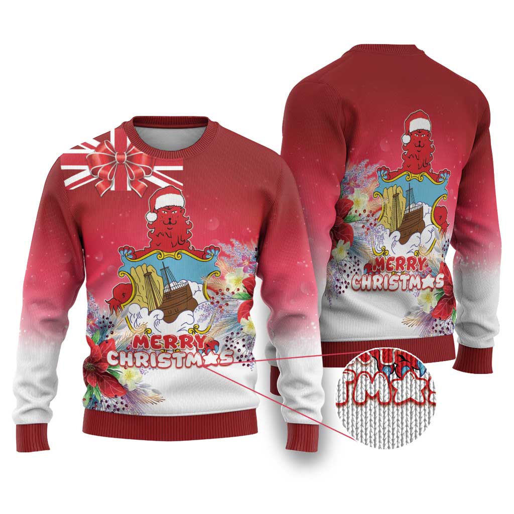 Bermuda Christmas Ugly Christmas Sweater Coquette Bow Xmas Vibe - Wonder Print Shop