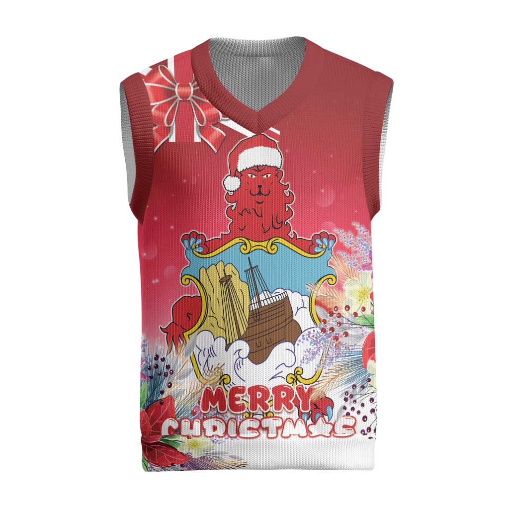 Bermuda Christmas Knitted V-Neck Vest Coquette Bow Xmas Vibe - Wonder Print Shop