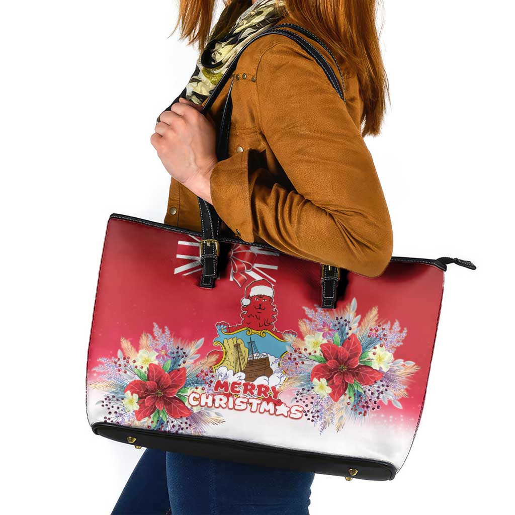 Bermuda Christmas Leather Tote Bag Coquette Bow Xmas Vibe - Wonder Print Shop