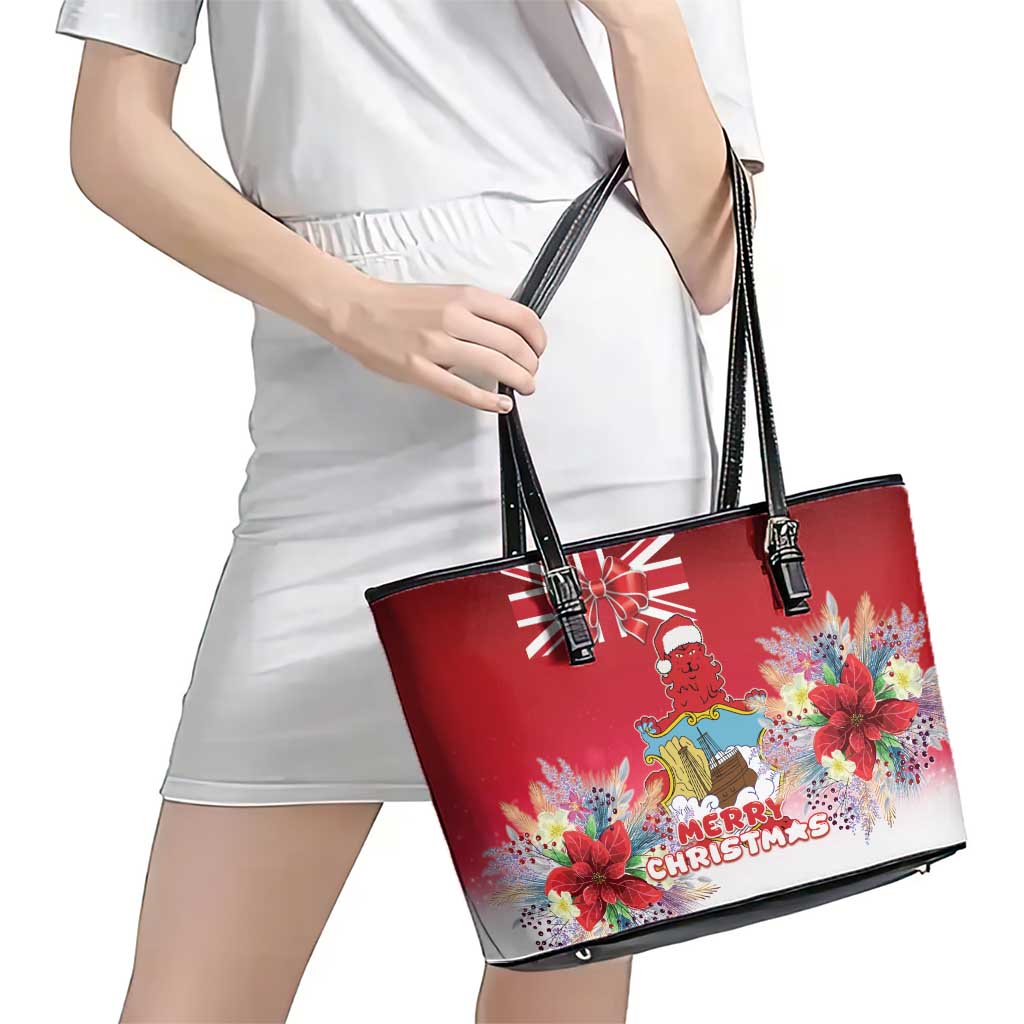 Bermuda Christmas Leather Tote Bag Coquette Bow Xmas Vibe - Wonder Print Shop