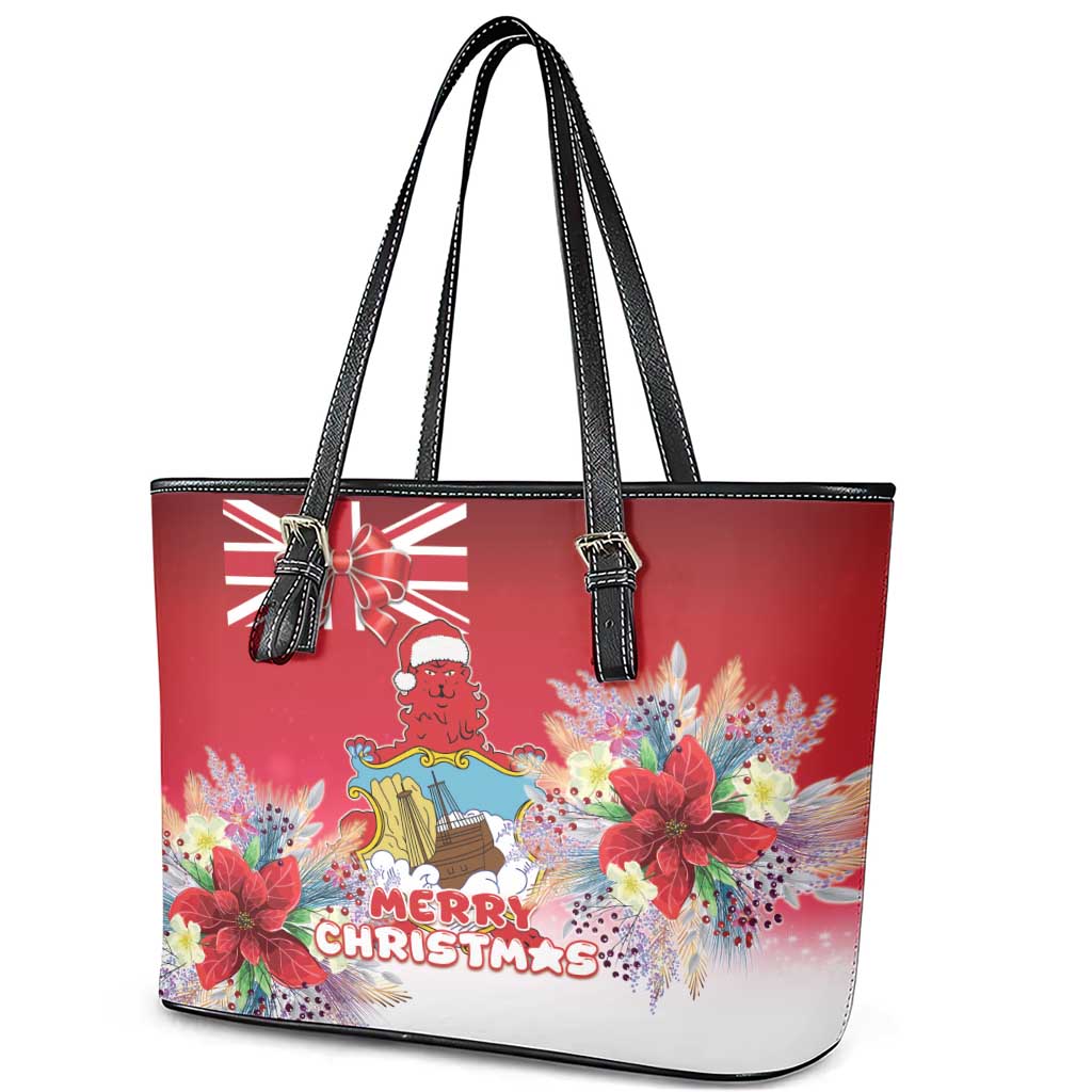 Bermuda Christmas Leather Tote Bag Coquette Bow Xmas Vibe - Wonder Print Shop