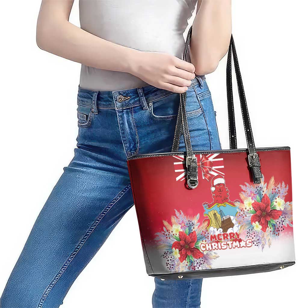 Bermuda Christmas Leather Tote Bag Coquette Bow Xmas Vibe - Wonder Print Shop