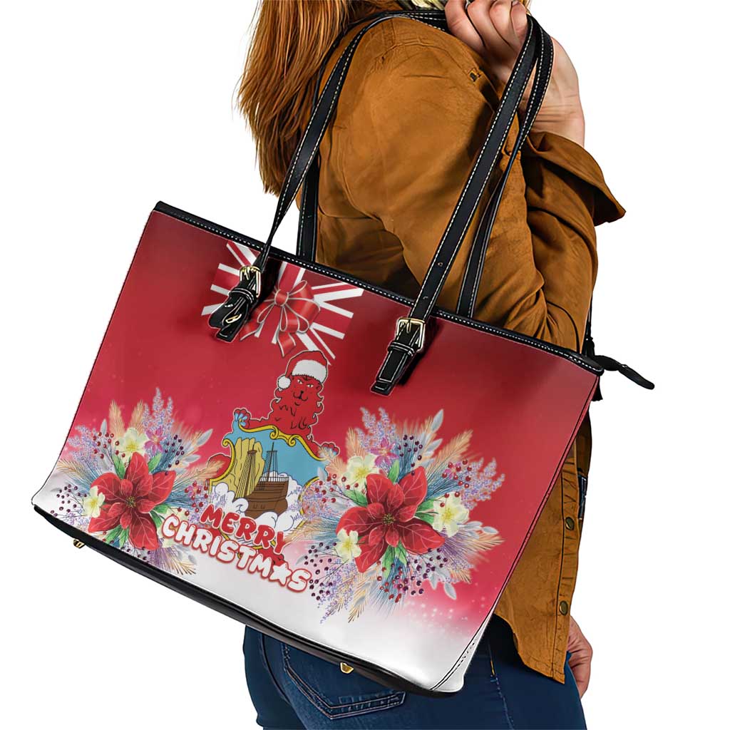 Bermuda Christmas Leather Tote Bag Coquette Bow Xmas Vibe - Wonder Print Shop