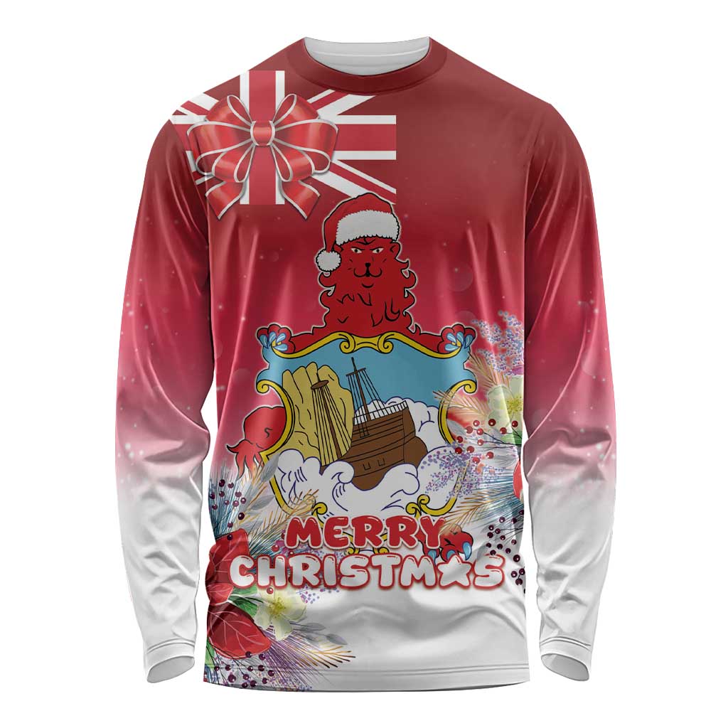 Bermuda Christmas Long Sleeve Shirt Coquette Bow Xmas Vibe - Wonder Print Shop