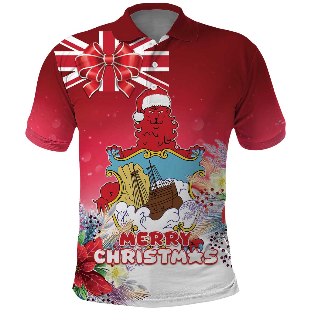 Bermuda Christmas Polo Shirt Coquette Bow Xmas Vibe - Wonder Print Shop