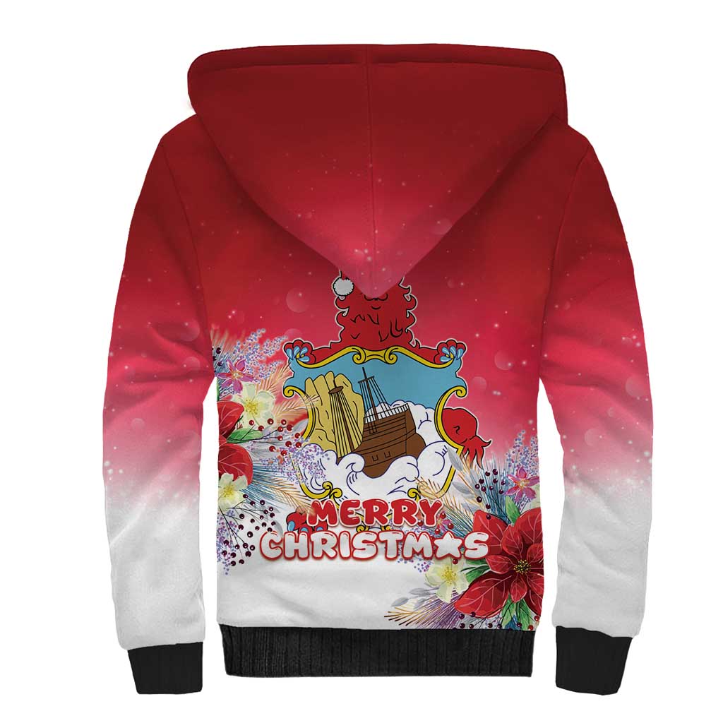 Bermuda Christmas Sherpa Hoodie Coquette Bow Xmas Vibe - Wonder Print Shop