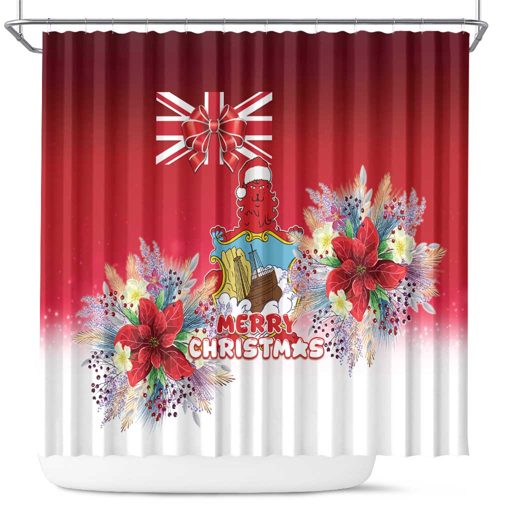Bermuda Christmas Shower Curtain Coquette Bow Xmas Vibe - Wonder Print Shop