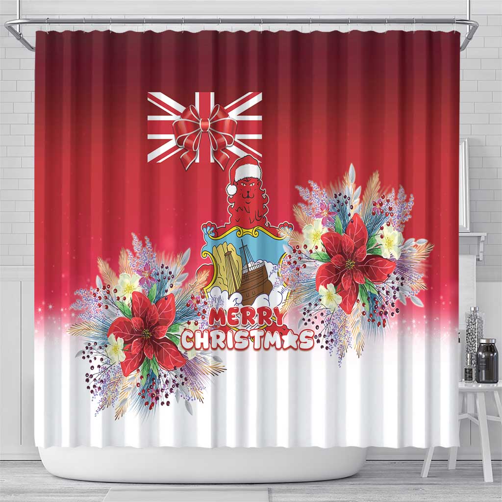 Bermuda Christmas Shower Curtain Coquette Bow Xmas Vibe - Wonder Print Shop