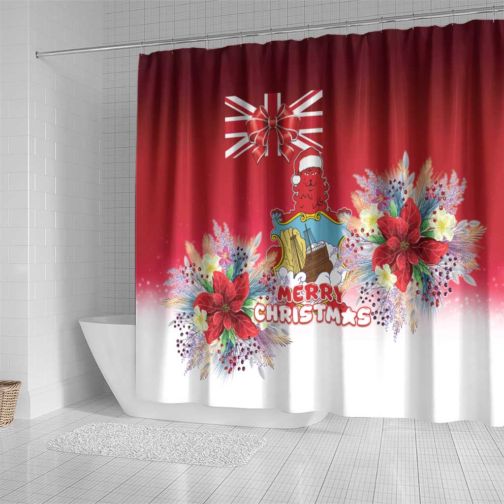 Bermuda Christmas Shower Curtain Coquette Bow Xmas Vibe - Wonder Print Shop