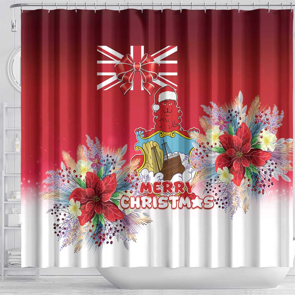 Bermuda Christmas Shower Curtain Coquette Bow Xmas Vibe - Wonder Print Shop